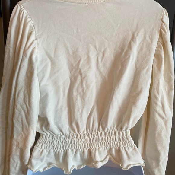 Zara Cream Cropped Sweatshirt Balloon Cuffed Sleeve S - Picture 2 of 4